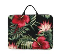 Tropical Vintage Red Hibiscus Strelitzia Floral, 14 Inch Laptop Sleeve, Notebook Bag Laptop Case Sleeve Briefcase with Handle