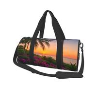 Tropical Violet Palm Sunset Beach Travel Duffel Bag Sports Gym Bag, Lightweight Overnight Weekender Bag With Shoes Compartment Yoga Gym Sports Bag For Men Women