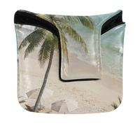 Tropical Vocation Coco Tree Beach Putter Head Cover for Mallet Magnetic Snap Golf Putter Headcover for Mallets and Square Waterproof PU Leather