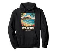 Tropical Waikiki Honolulu Hawaii Island Waikiki Pullover Hoodie