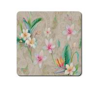 Tropical Washer Dryer Top Protector Mat, Floral Pattern Laundry Machine Cover, Summer Rubber Anti-slip Waterproof Washer And Dryer Mats for Laundry Room 24x24 Inch