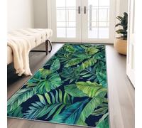 Tropical Watercolor Jungle Palm Leaves Kitchen Runner Rug 60 x 180 cm - Machine Washable Non-Skid Floor Carpet, Green Laundry Room Mat, Fresh & Cheerful Decor for Entryway