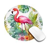 Tropical Watercolor Pineapple Flamingo Mouse Pad Waterproof Gaming Mousepad with Non-Slip Rubber Base Round Computer Mouse Mat for Office Latop Mousepads Washable Cloth Desk Pad 8 x 8 in
