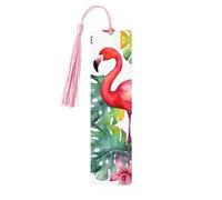 Tropical Watercolor Pineapple Flamingo Wooden Bookmarks 5 Pcs,Handmade Double-Sided Printed Book Marks Page Markers with Pink Tassels Book Accessories Gift for Book Lovers Women Men
