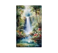 Tropical Waterfall Light Switch Cover Plates/Outlet Covers, Lush Green Jungle Theme for Home Decor, Thermoplastic Wall Plates, Standard Size Blank Cover Plate