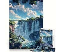 Tropical Waterfall Pixel Art 1000 Piece Jigsaws for Teenagers Logic Practice Easy Enjoyment Clean Edges Meaningful Gift (50x75cm)
