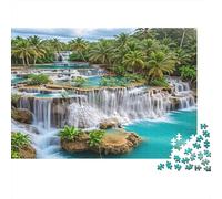 Tropical Waterfall Scenery 1000 Pieces Sturdy Paper Personalized Tropical Waterfall Oasis Puzzle for Eco-Conscious Buyers Decompression Couple Activity 38x26cm/1000pcs