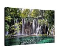 Tropical Waterfall Wall Art Living Room Nature Forest Landscape Canvas Picture Artwork Office Decor Green National Park Lake Tree River Contemporary Painting for Kitchen Modern Home Decorations 16x24"