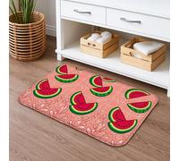 Tropical Watermelon Quick Dry Bath Mat, Peach Absorbent Non Slip Shower Rug, Summer Decorative Flannel Bathroom 20x32 Inch