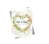 Tropical Wedding Card for Couple - Mr & Mrs Congratulations - Bright Floral Newlywed Card - Colourful Marriage for Bride and Groom WED21