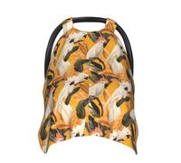 Tropical White Parrot Print Baby Car Seat Covers, Breathable Nursing Cover Breastfeeding Cover, Stroller Covers, Multi-use Infant Carseat Canopy, Baby Boys Girls Newborn Essentials