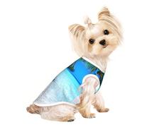 Tropical White Sand Beach and Ocean Print Dog Lightweight Shirt,Summer Cool Breathable Dog t Shirts,Pet Sleeveless Stretchy Clothes
