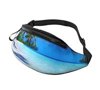 Tropical White Sand Beach and Ocean Print Waist Bag for Hiking Cycling Running and Outdoor Activities Lightweight Pack