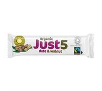 Just 5 Organic Fairtrade Date & Walnut 40g (Pack of 18)