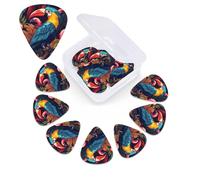 Tropical Wild Bird Guitar Picks 12 Pack 3 Different Thickness Celluloid Guitar Plectrums with Guitar Pick Storage Box Personalized Guitar Pick for Acoustic Guitar Picks