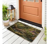 Tropical Wild Otters Front Black Door Mat Outside Inside Entrance 29 * 17, Jungle Forest Plant Outdoor Indoor Washable Doormat, Small Animal Shoes Off Doormat for Patio Interior Garage