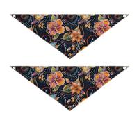 Tropical Wind Of Bright Flowers cute dog bandanas Snap Button Scarf Handkerchief Cute Pet Holiday Set for Dogs Cats M