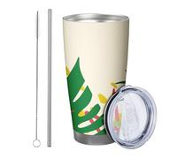 Tropical with lid and straw tumbler Botanical Leaves Graphic Abstract Artistic Pretty Pattern green pink Insulated Can Cooler No Spill Office Outdoor Club Dorm Stemless Double Wall 20 Ounce