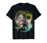 Tropical Wolves vs Bear, Rainforest and Waterfall Wolf T-Shirt