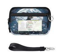 TropicalLife 3D Moon Forest Rabbit Wallet for Women Men Kids Girls Boys Purses Mini Zip Card Case with ID Window Lightweight Portable Small Coin Card Organizer Bag