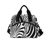 TropicalLife Abstract Zebra Print Cool Lunch Bag for Women Girls Men Portable Insulated Lunch Box Tote Bag with Shoulder Straps for Work School Picnic