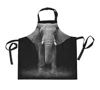 TropicalLife Adjustable Bib Apron African Animal Elephant Pattern Print Chef Uniform with 2 Pockets for Men Women Kitchen Cooking Unisex Work Wear
