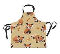 TropicalLife Adjustable Bib Apron Cute Red Panda Animal Chef Uniform with 2 Pockets for Men Women Kitchen Cooking Unisex Work Wear