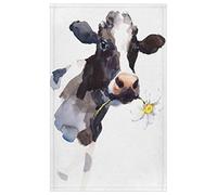 TropicalLife Ainmal Cow Flower Daisy Kitchen Towel Set of 2 Soft Hand Towel for Drying Dish Absorbant Tea Towel for Cooking Bathroom 18x28 Inch
