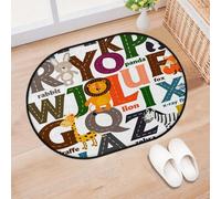 TropicalLife Alphabet Letters Entrance Door Mat Rug for Living Room Kitchen Home Bath Cartoon Animals Area Rugs Washable Indoor Outdoor Non-Slip Floor Doormat 40 x 60 cm