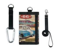 TropicalLife America Vintage Poster Wallet Slim Small Pocket Money Organisers Bag Vintage Car Lightweight Portable Change Purse