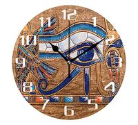 TropicalLife Ancient Egyptian Horus Eye Wall Clock Silent Non Ticking, Vintage Egypt Round Clock Battery Operated for Living Room Bedroom Office Home Kitchen School Decor Desktop Stand Clock 9.5 Inch