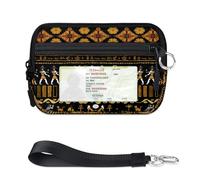 TropicalLife Ancient Egypy Print Wallet for Women Men Kids Girls Boys Purses Mini Zip Card Case with ID Window Lightweight Portable Small Coin Card Organizer Bag