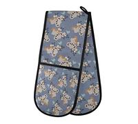 TropicalLife Animal Koala Floral Bird Double Oven Mitt Pot Holder Heat Resistant Quilted Double Oven Gloves for Catering Chef Kitchen Home Microwave BBQ