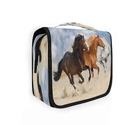 TropicalLife Animal Running Horse Landscape Hanging Toiletry Bag Travel Wash Bag Portable Makeup Cosmetic Organizer Waterproof Shower Bag for Women Girl, 23x10x47cm