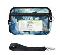 TropicalLife Animal Sea Turtles Wallet for Women Men Kids Girls Boys Ocean Turtles Purses Mini Zip Card Case with ID Window Lightweight Portable Small Coin Card Organizer Bag