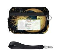 TropicalLife Antique Boho Sun Moon Wallet for Women Men Kids Girls Boys Boho Purses Mini Zip Card Case with ID Window Lightweight Portable Small Coin Card Organizer Bag