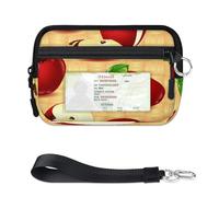 TropicalLife Apples Wallet for Women Men Kids Girls Boys Apples Pattern Fruits Purses Mini Zip Card Case with ID Window Lightweight Portable Small Coin Card Organizer Bag