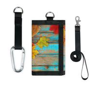 TropicalLife Autumn Maple Leaves Cute Cat Wallet Slim Small Pocket Money Organisers Bag Lightweight Portable Change Purse