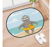 TropicalLife Beach Funny Sloth Entrance Door Mat Rug for Living Room Kitchen Home Bath Cute Sloth Area Rugs Washable Indoor Outdoor Non-Slip Floor Doormat 40 x 60 cm