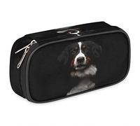 TropicalLife Bernese Mountain Dog Pencil Cases PU Leather Pen Bag, Dog Pencil Pouch Bag Multifunctional Double Zipper Stationery Cosmetic Makeup Bags