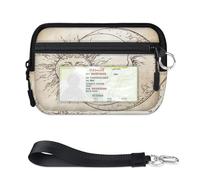 TropicalLife Boho Sun Moon Wallet for Women Men Kids Girls Boys Boho Purses Mini Zip Card Case with ID Window Lightweight Portable Small Coin Card Organizer Bag