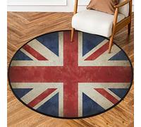 TropicalLife Britain Flag Union Jack Area Round Rug for Living Room 160cm Vintage UK Flag Carpet Rug Non Slip Machine Washine Bedside Large Floor Rug for Bedroom