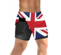 TropicalLife British Flag Men's Running Shorts Quick Drying Short, UK Flag Men Sport Workout Shorts with Phone Pocket 2 in 1 Gym Training Shorts