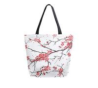 TropicalLife Canvas Handbag Japanese Cherry Flower Floral Tote Bags Large Reusable Shopping Grocery Bag Shoulder Bag Purse for Women Work School