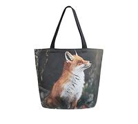 TropicalLife Canvas Tote Bag Forest Wildlife Fox Animal Heavy Duty Cute Shopping Grocery Bag for Women Men School Canvas Shoulder Books Bag