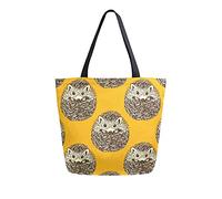 TropicalLife Canvas Tote Bag Hedgehog Animal Pattern Print Heavy Duty Cute Shopping Grocery Bag for Women Men School Canvas Shoulder Books Bag