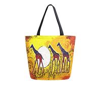 TropicalLife Canvas Tote Bag Retro Egypt Totem Sunset Giraffe Animal Heavy Duty Cute Shopping Grocery Bag for Women Men School Canvas Shoulder Books Bag