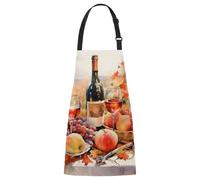 TropicalLife Chef Apron for Cooking, Adjustable Water-Resistant Kitchen Apron with Pockets, Unisex Design for Women & Men, 29.13x26.57 Inches,Wine Fruits Oil Painting