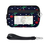 TropicalLife Cherry Dots Wallet for Women Men Kids Girls Boys Fruit Cherry Purses Mini Zip Card Case with ID Window Lightweight Portable Small Coin Card Organizer Bag