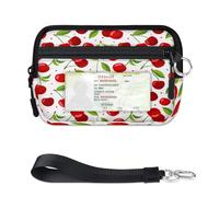 TropicalLife Cherry Patterns Wallet for Women Men Kids Girls Boys Red Cherry Purses Mini Zip Card Case with ID Window Lightweight Portable Small Coin Card Organizer Bag